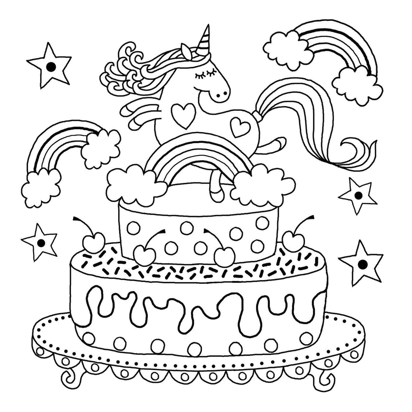 Unicorn Cake Drawing Picture