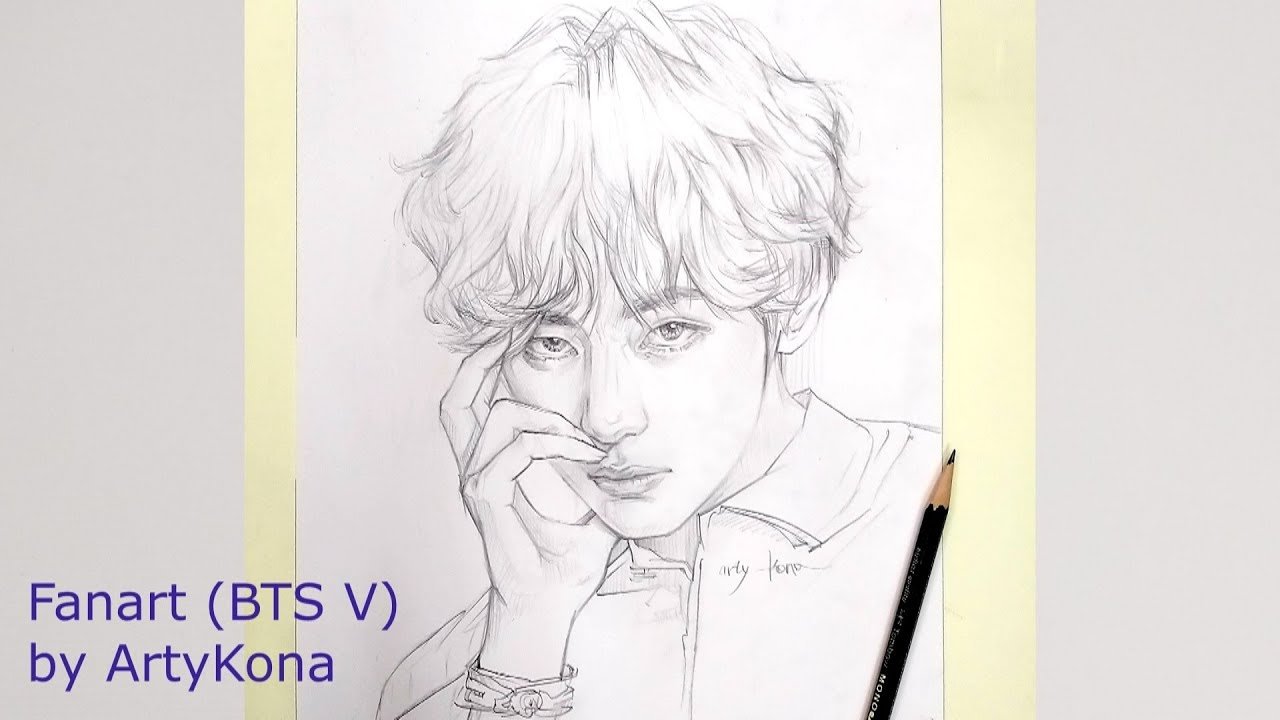 Pencil sketch Drawing of BTS Taehyung How to draw V BTS  Kim Taehyung  pencil sketch step by step  YouTube