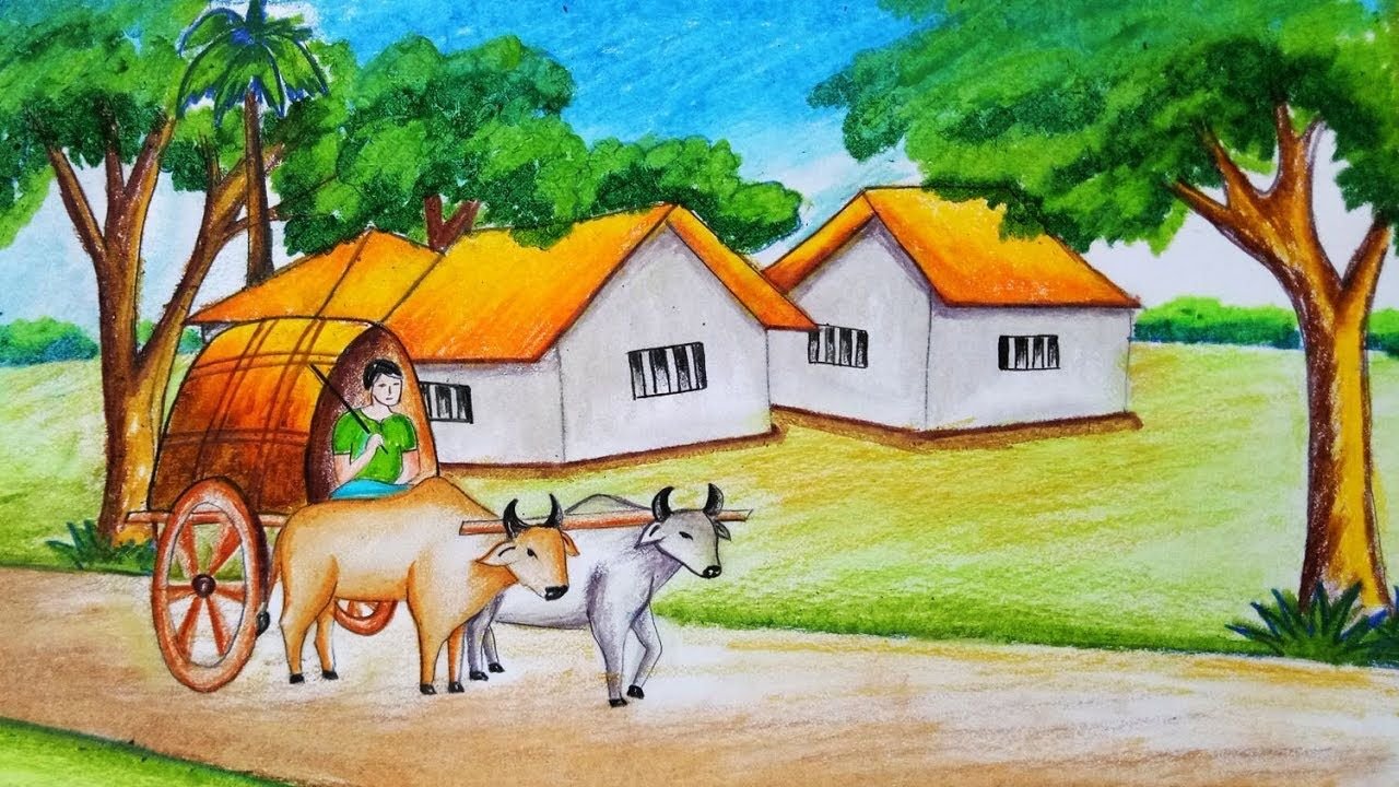 Village Drawing Beautiful Image