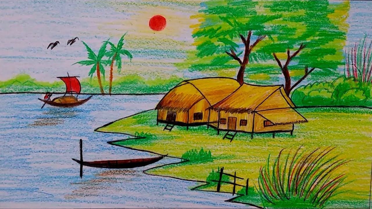 Village Drawing Sketch