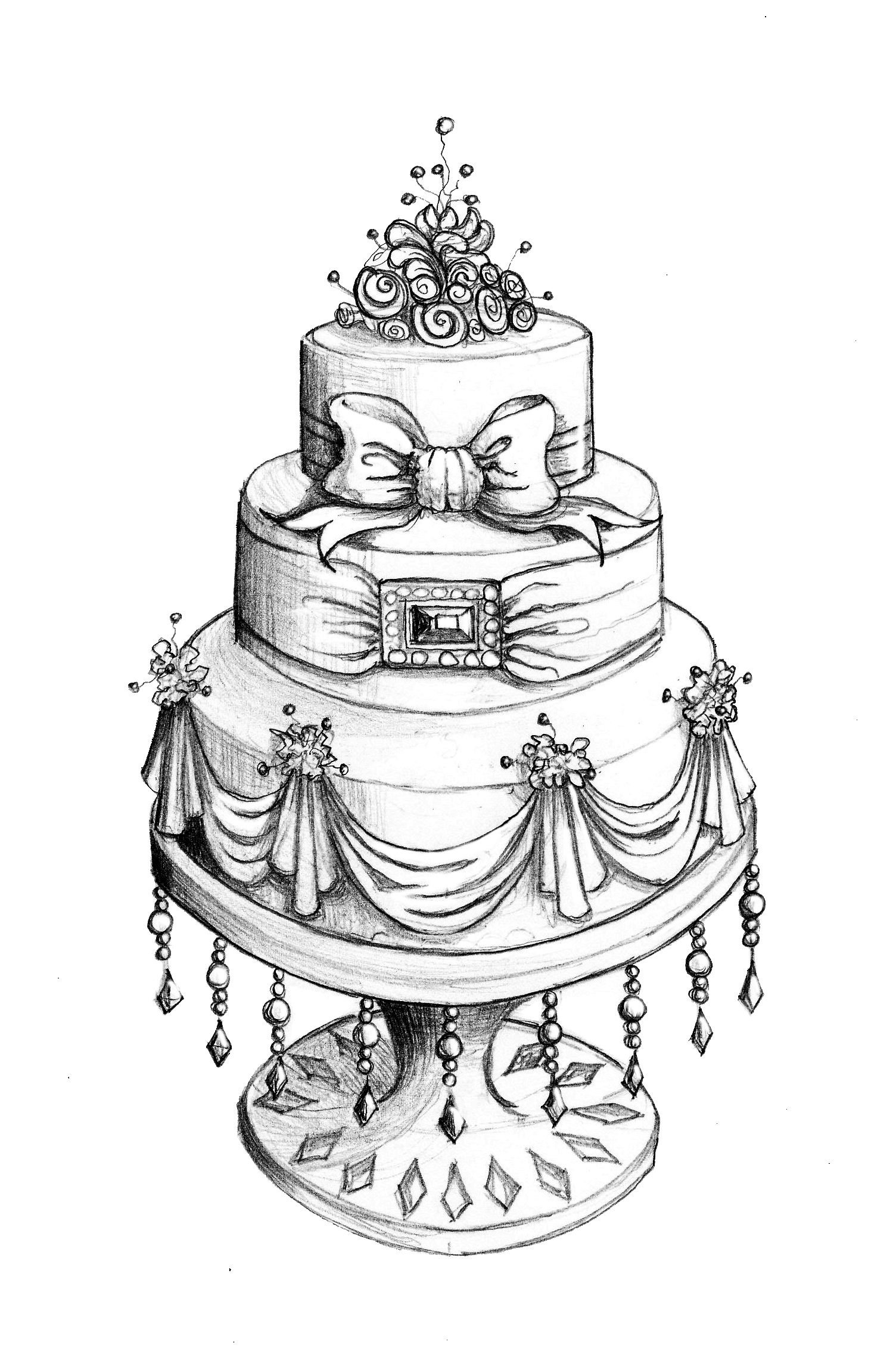 Wedding Cake Drawing Art  Drawing Skill