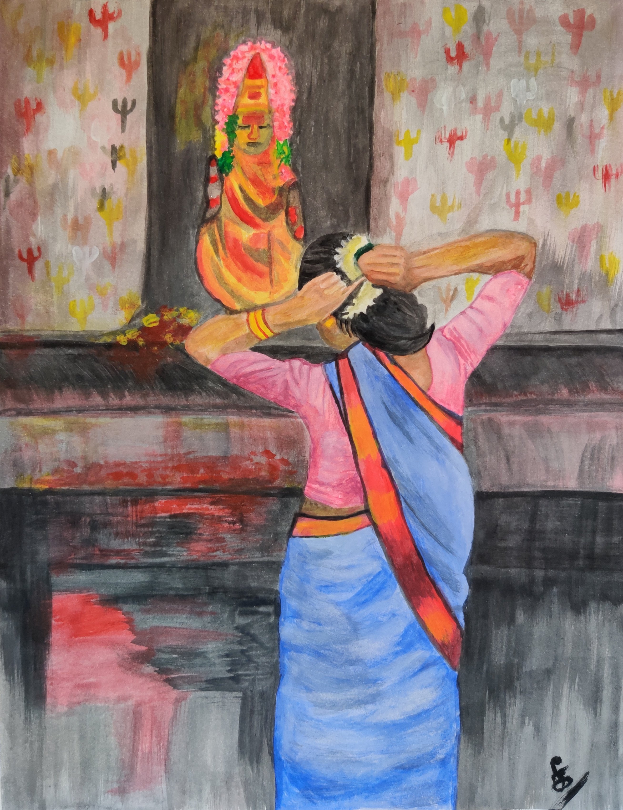 Women In Saree Drawing