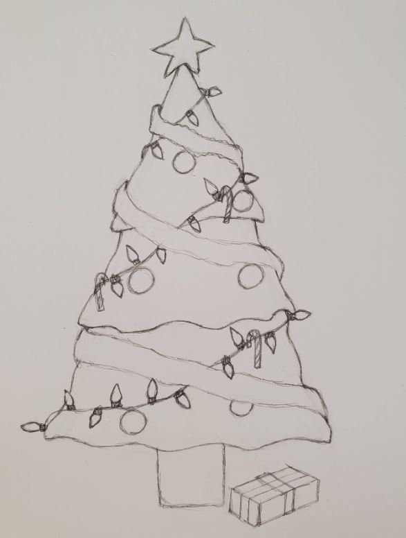 The Christmas Tree Cute Simple Drawing a Copy of Original D - Etsy