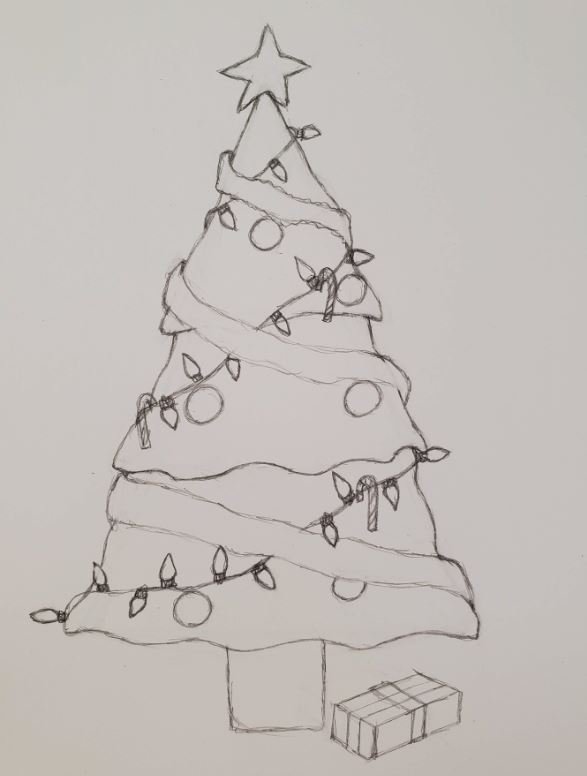 Xmas Tree Drawing Images