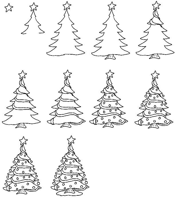 Cute Christmas Tree Drawing · Creative Fabrica-saigonsouth.com.vn