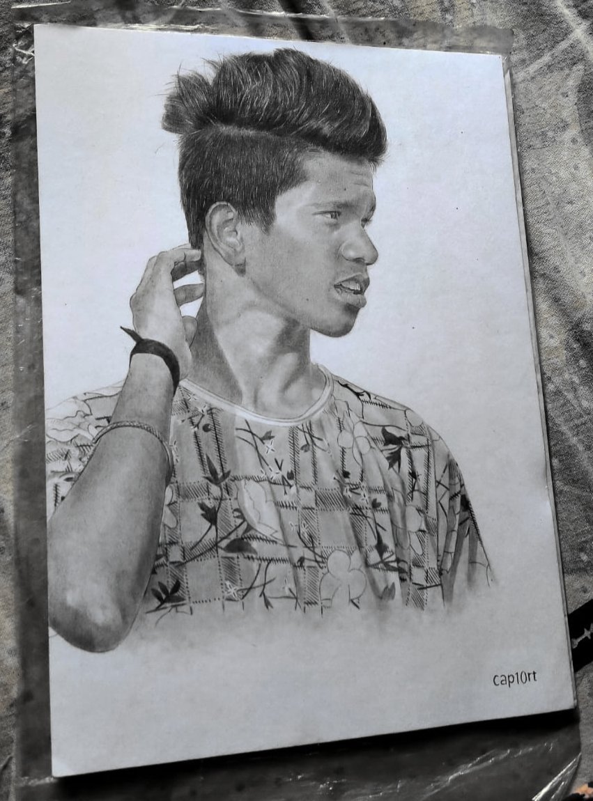 A Teen Boy In T-Shirt Drawing