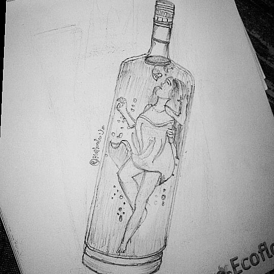 Bottle Girl Drawing