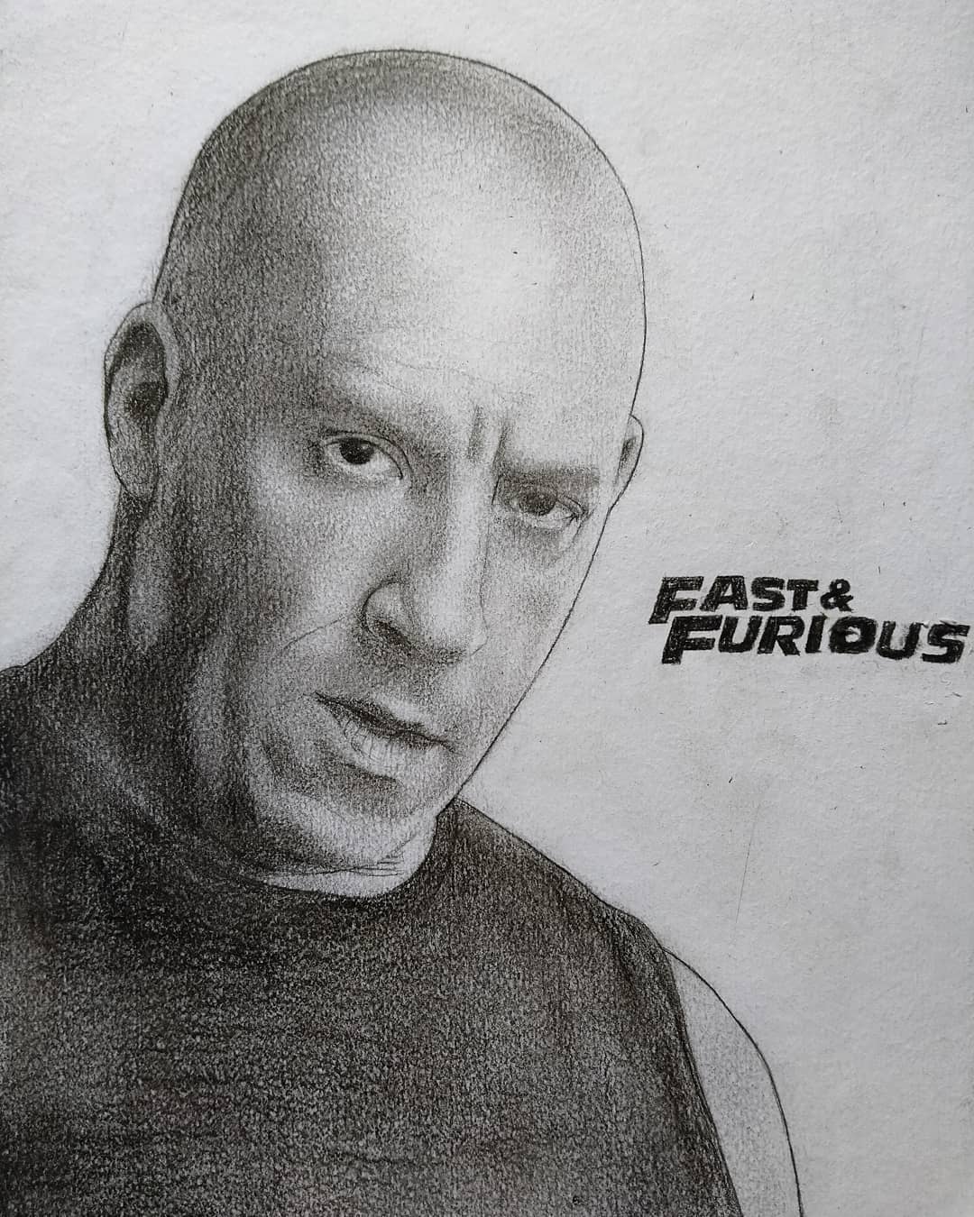 Fast And Furious – Vin Diesel Charcol Eraser Drawing