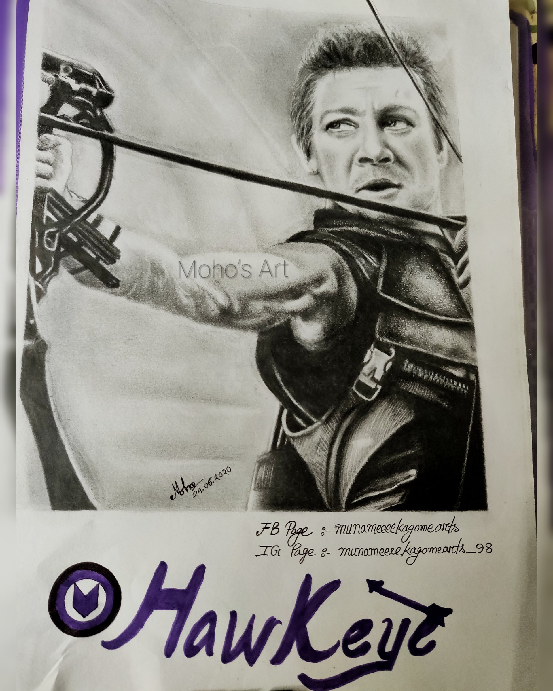 Hawkeye – Clint Barton – Jeremy Renner Graphite Pencil Sketch Drawing