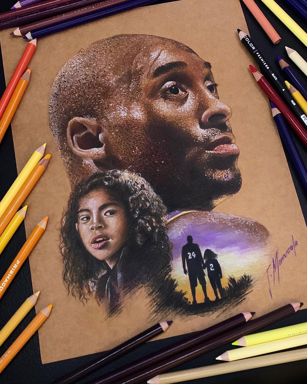 Kobe Bryant and Daughter Drawing