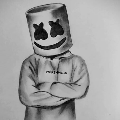 Easy marshmello drawing | Character drawing, Pencil sketch, Drawings