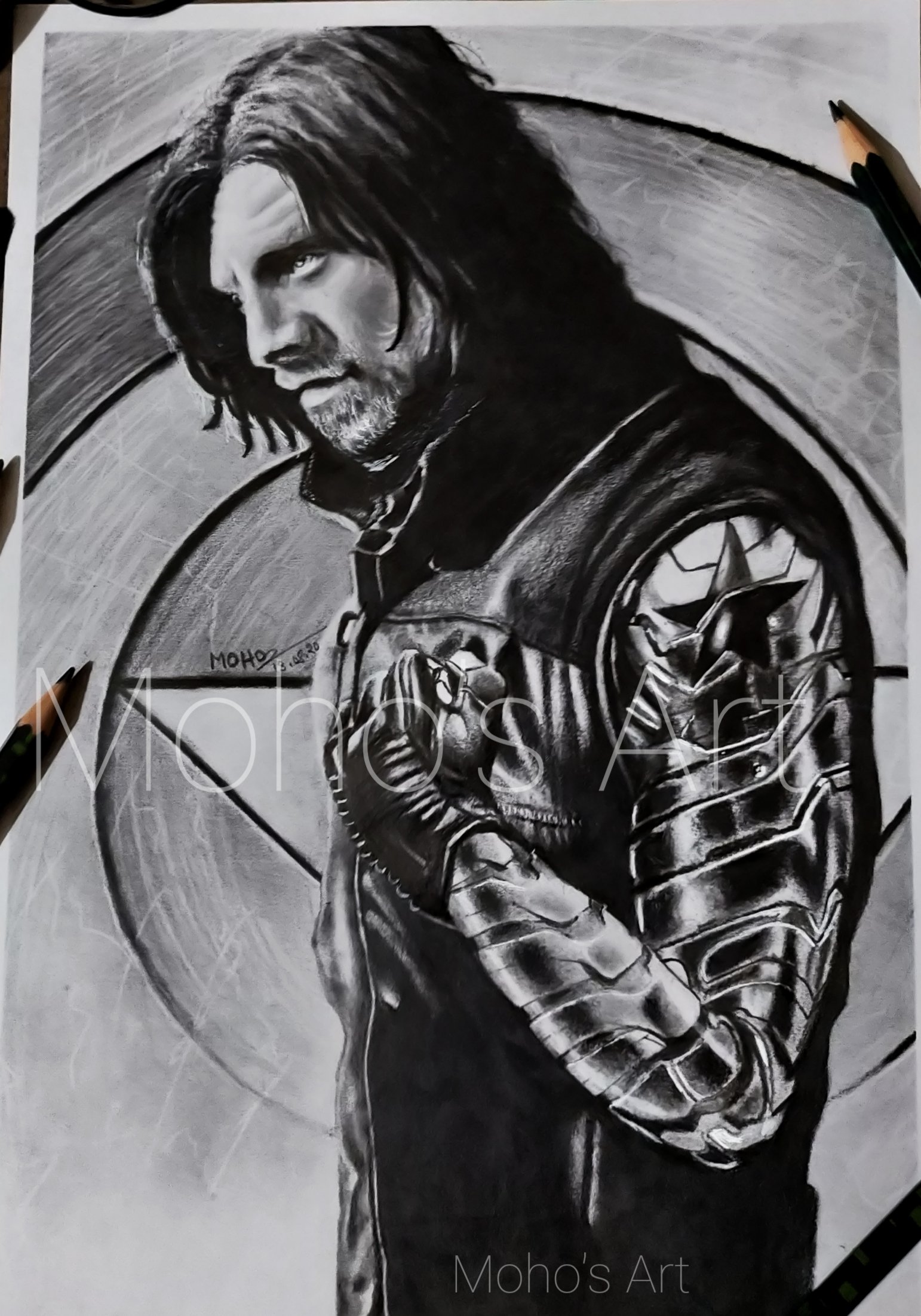 Winter Soldier – Bucky Barnes – Sebastian Stan Graphite Pencil Sketch Drawing