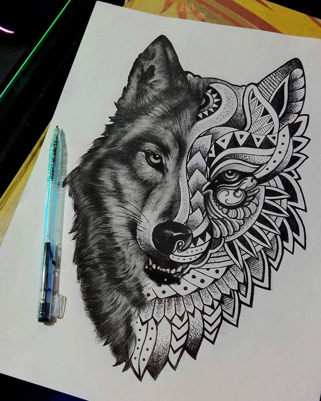 Wolf Tattoo Design Drawing