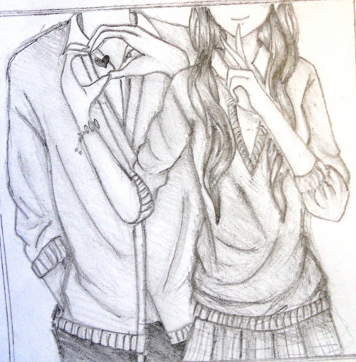 Anime Couple Drawing Photo