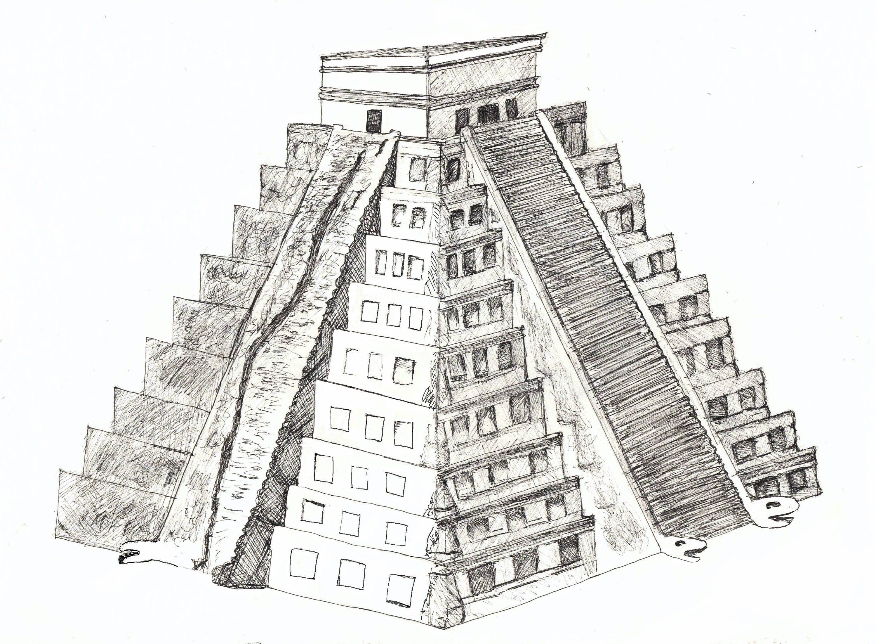 Chichen Itza Drawing Beautiful Image