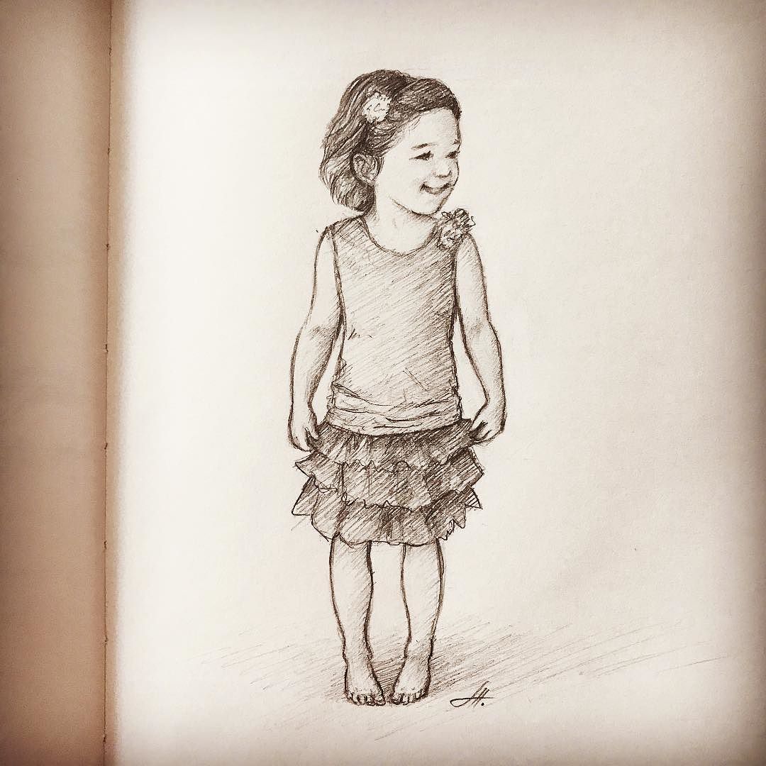 Child Girl Drawing Realistic
