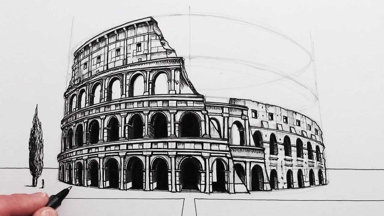 Colosseum Drawing Beautiful Image