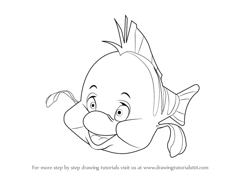 Flounder Fish Drawing Realistic