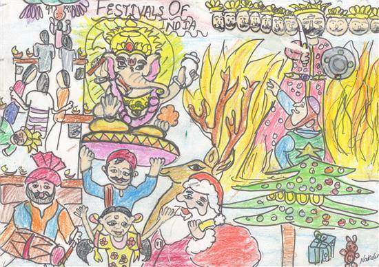 Indian Festival Drawing Art