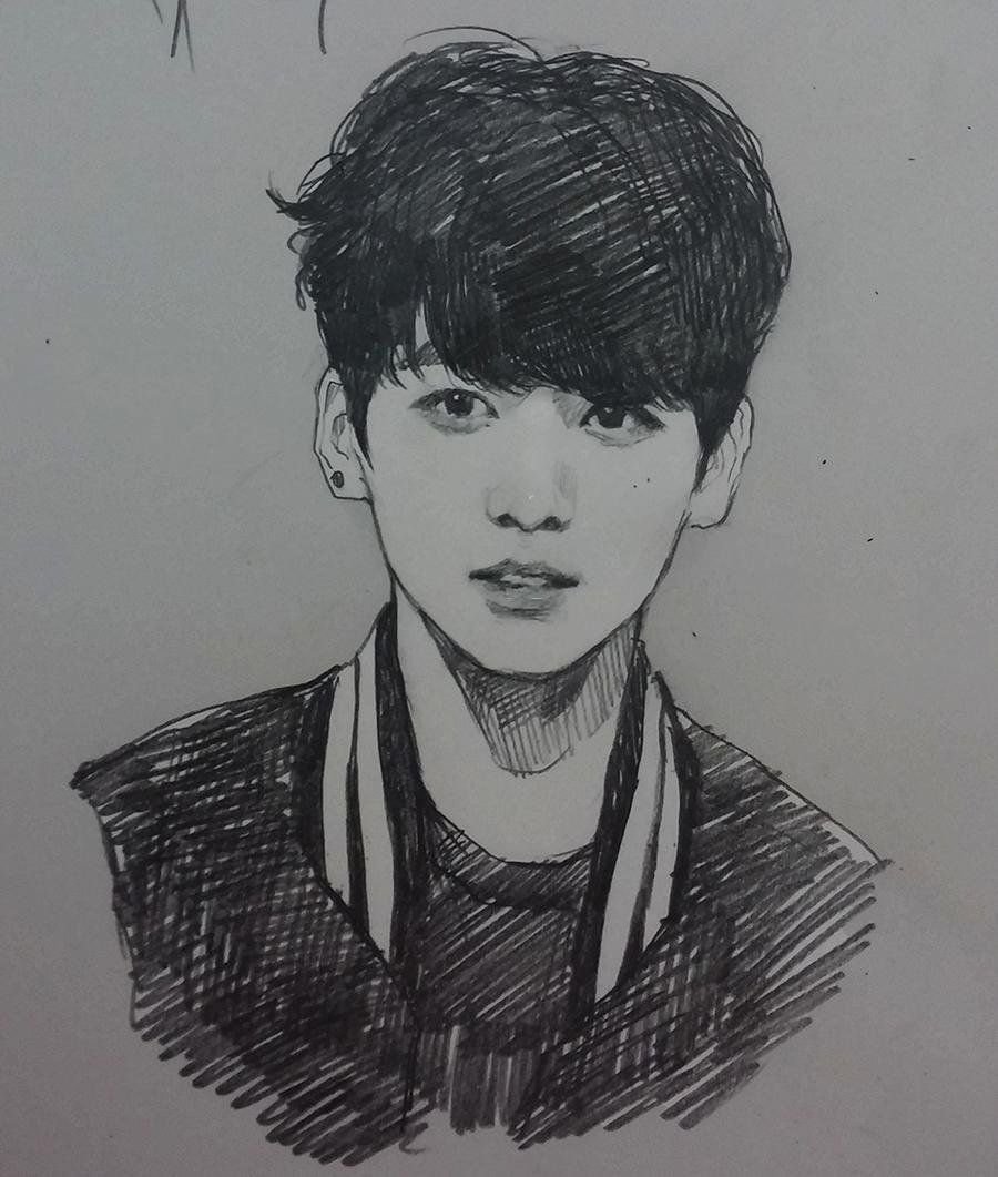 Buy Jeon Jungkook BTS Print of Fanart Pencil Sketch Online in India  Etsy