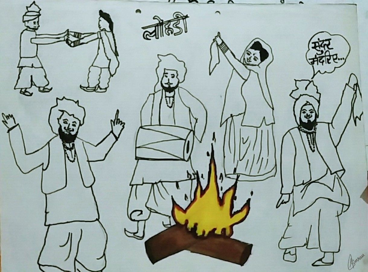 Lohri Drawing Art