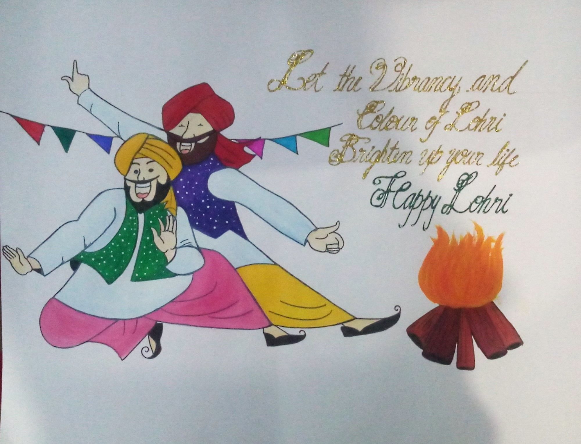 Lohri Drawing Sketch