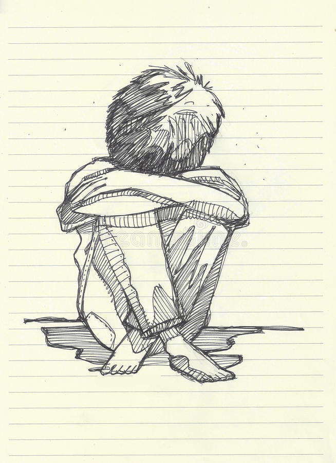 Lonely Boy Drawing Sketch