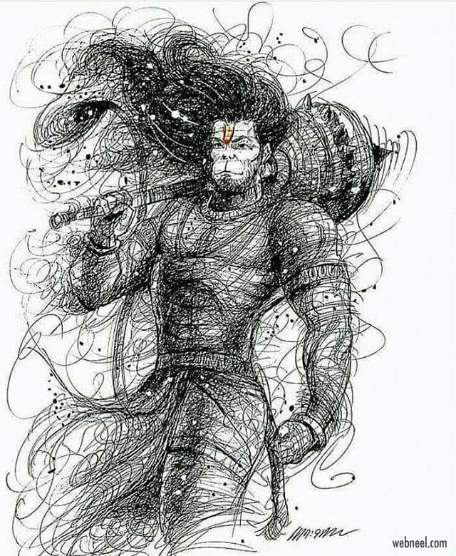 Lord Hanuman Drawing Amazing