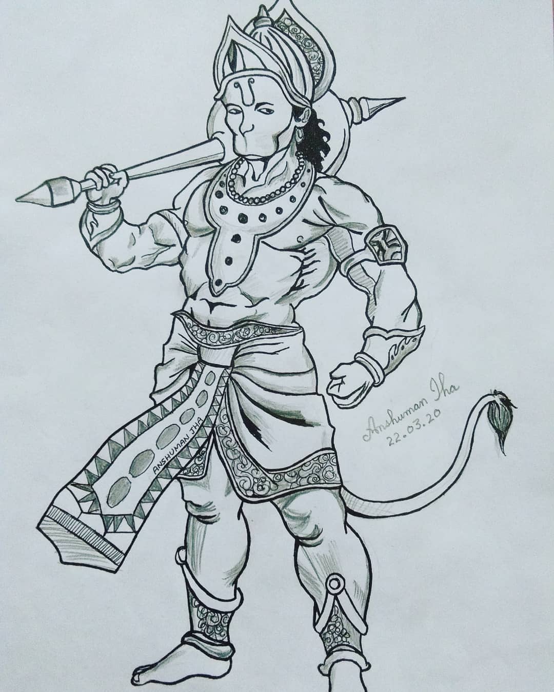 Lord Hanuman Drawing Beautiful Image