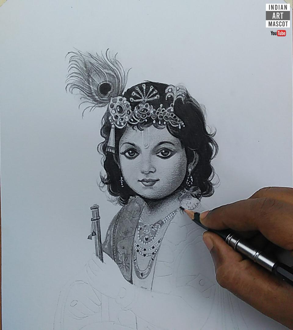 Lord Krishna Drawing High-Quality