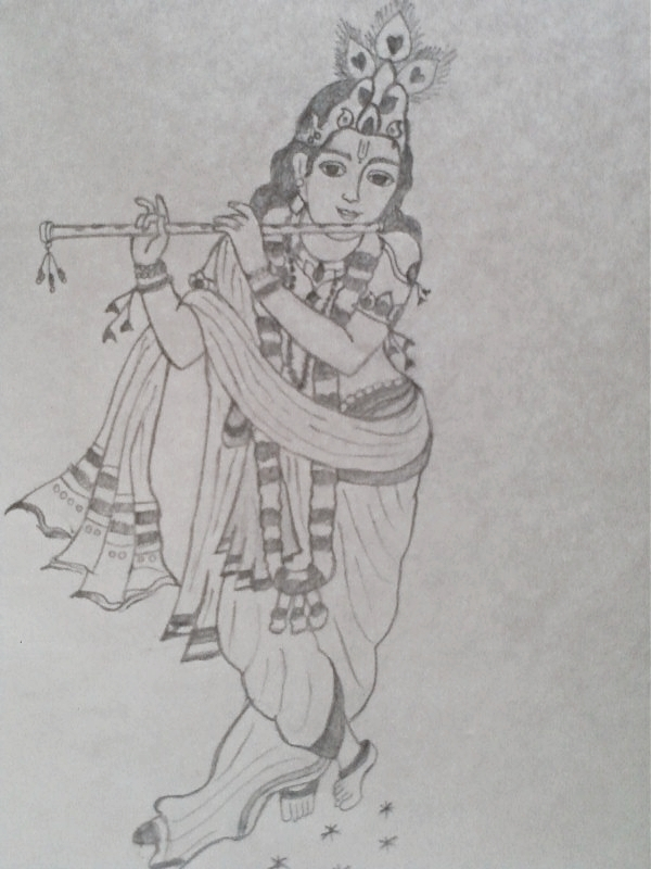 Download Shri Krishna And Radha Digital Drawing Wallpaper | Wallpapers.com