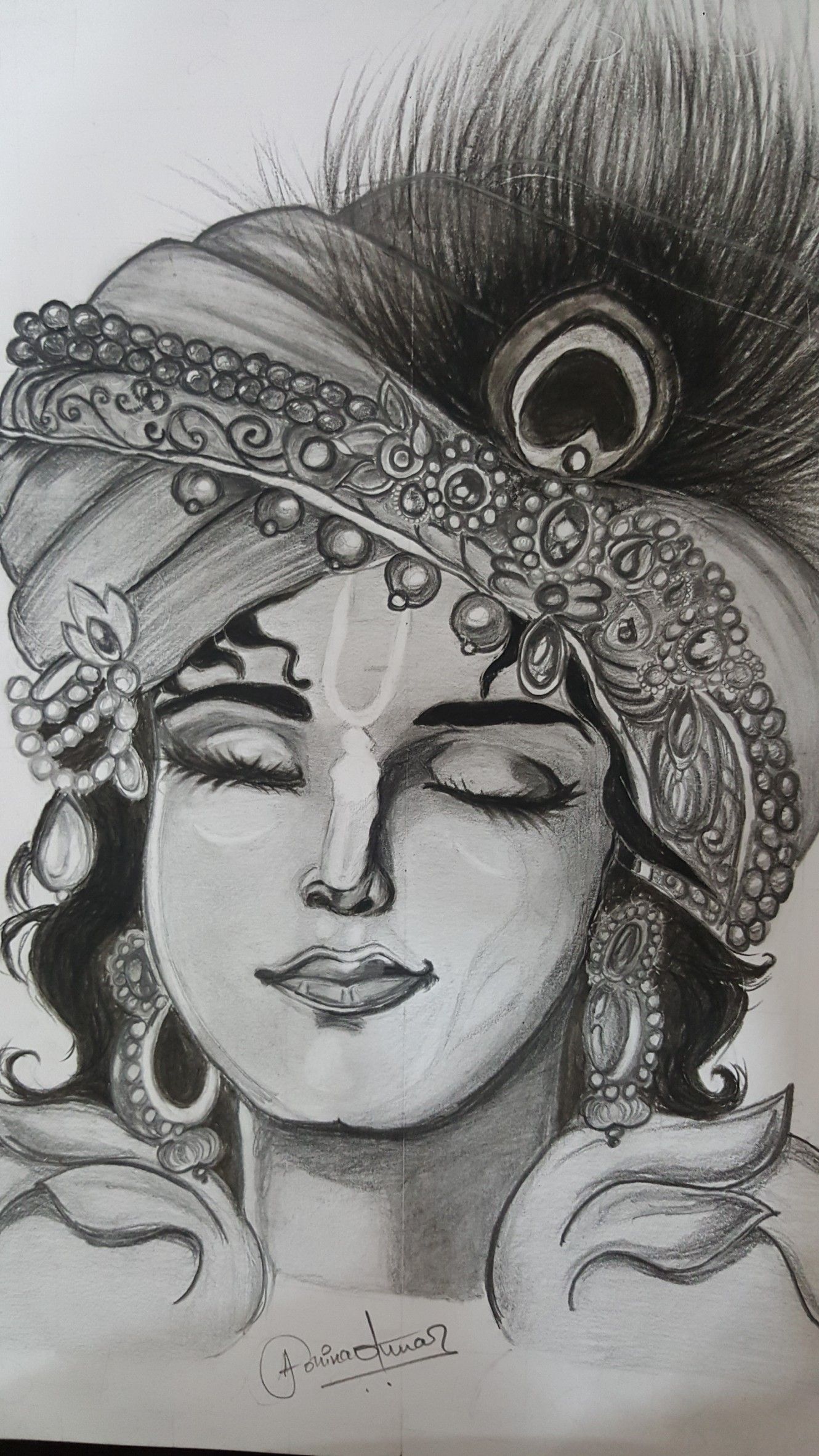Lord Krishna Drawing Pic