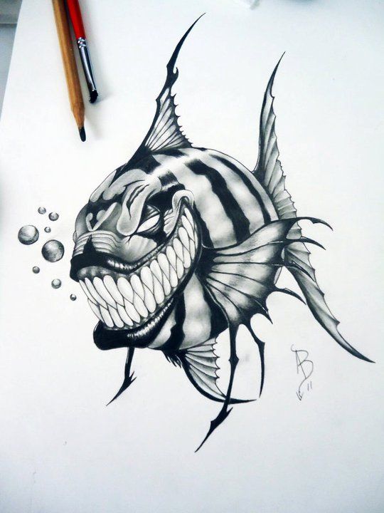 Piranha Drawing Realistic