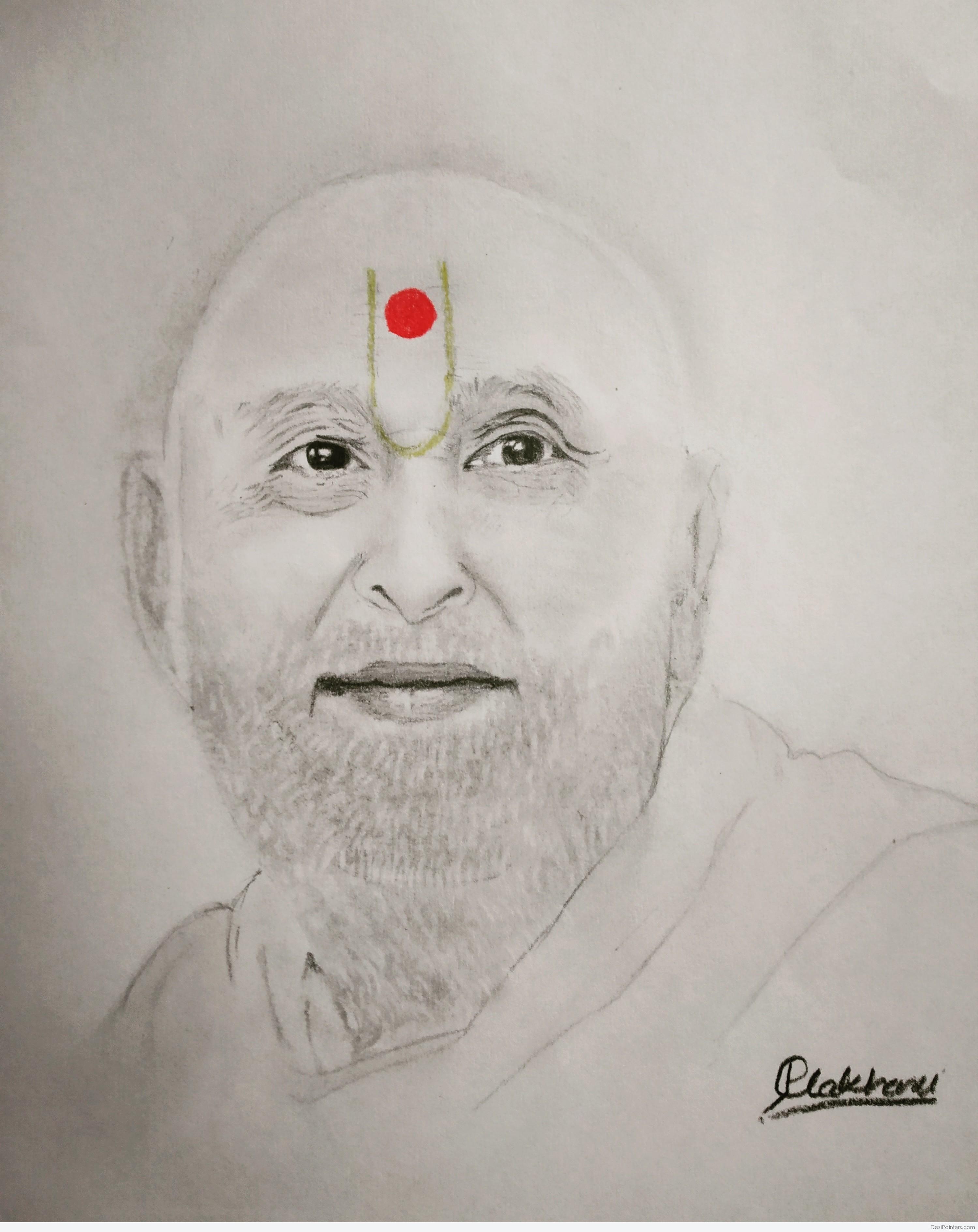 Pramukh Swami Maharaj Drawing Realistic