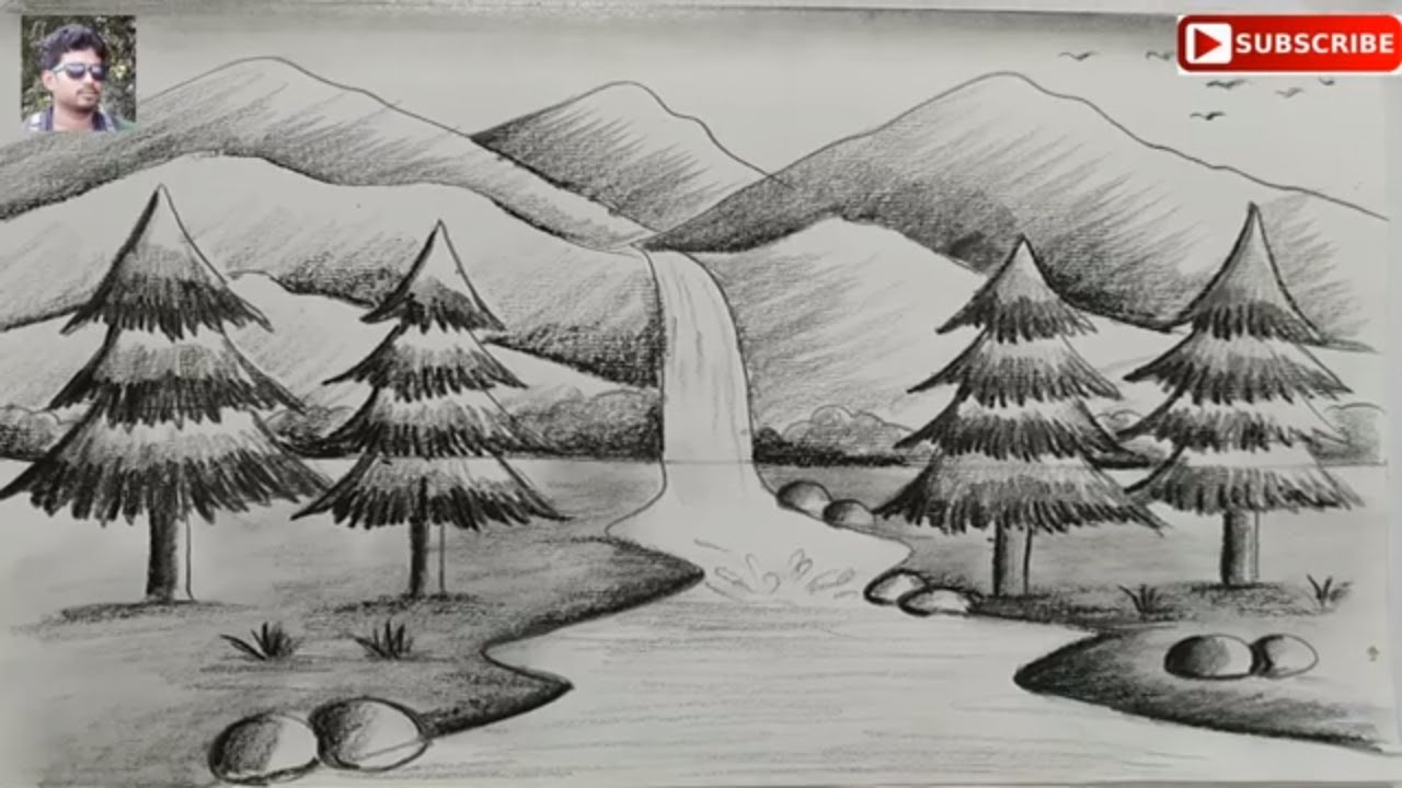 River Landscape Drawing Image