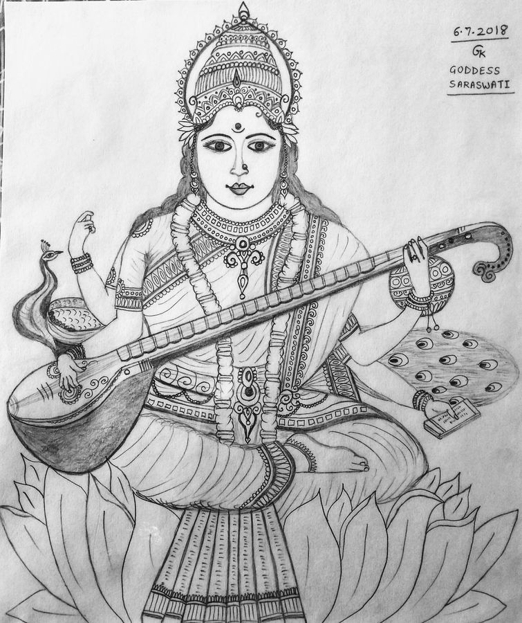 Saraswati Drawing High-Quality