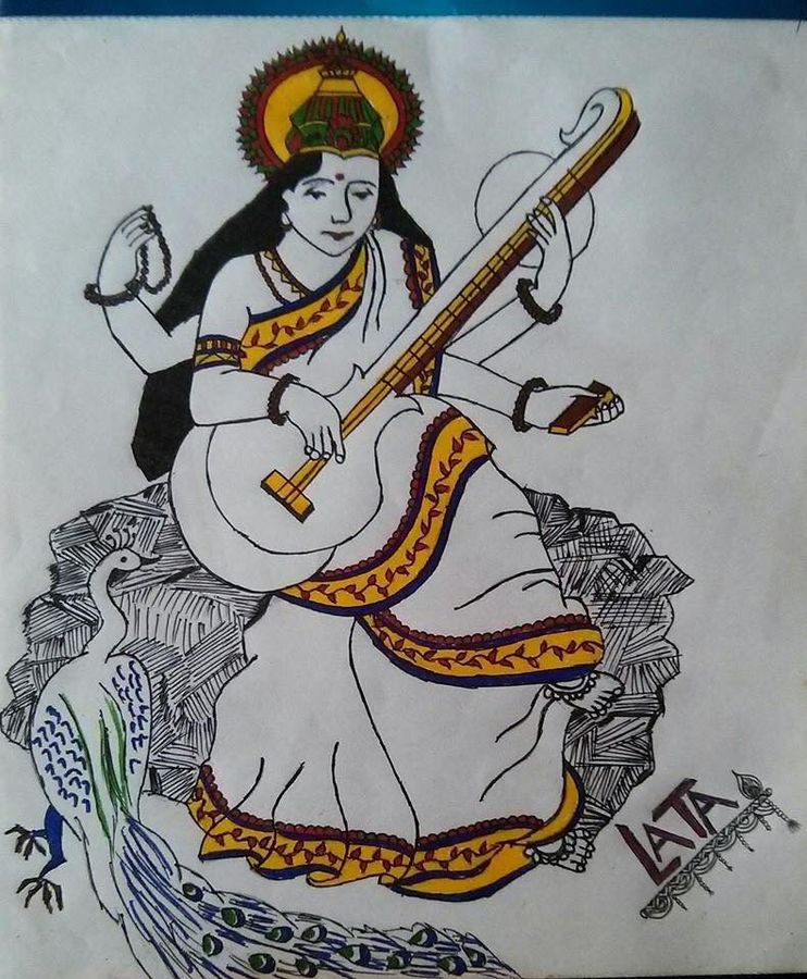 Amazing Dancing Goddess Saraswati Patachitra Painting (11.5*13.5 Inche –  TOKENZ
