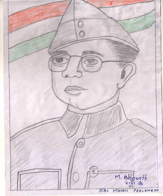 Subhas Chandra Bose Drawing Creative Art