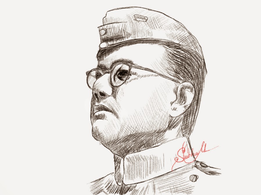 Subhas Chandra Bose Drawing Pic