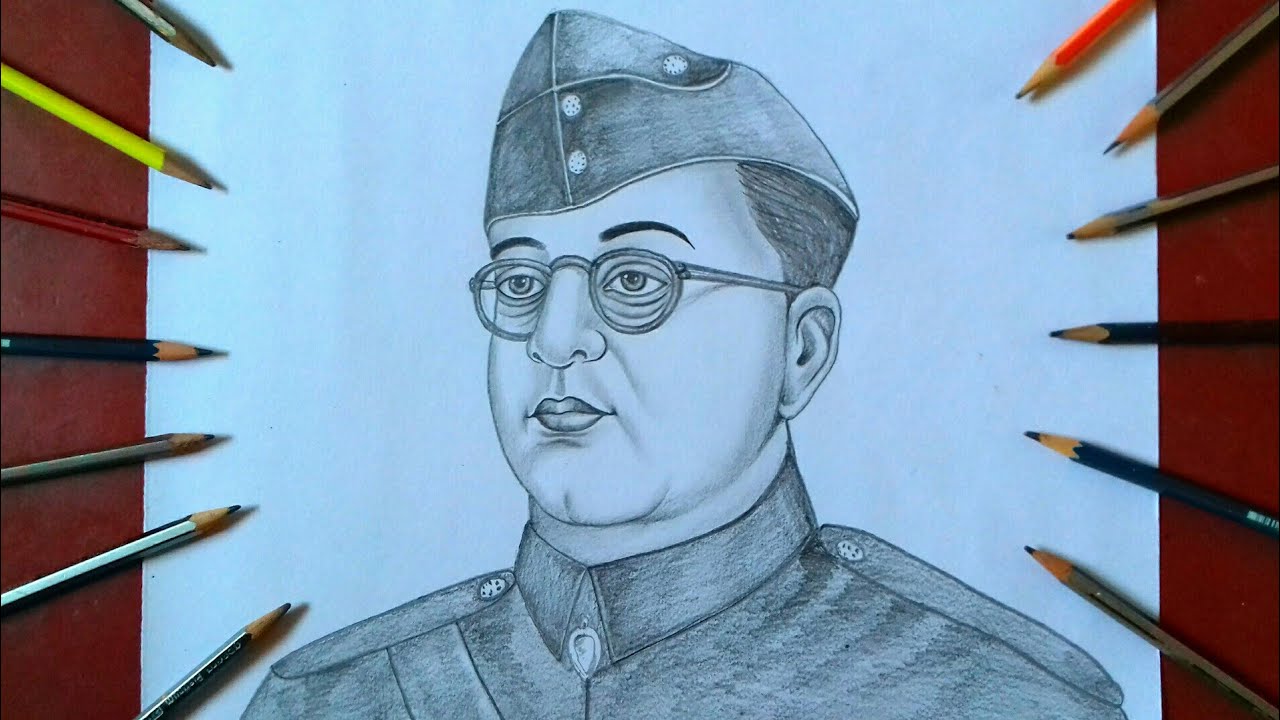 Subhas Chandra Bose Drawing Picture
