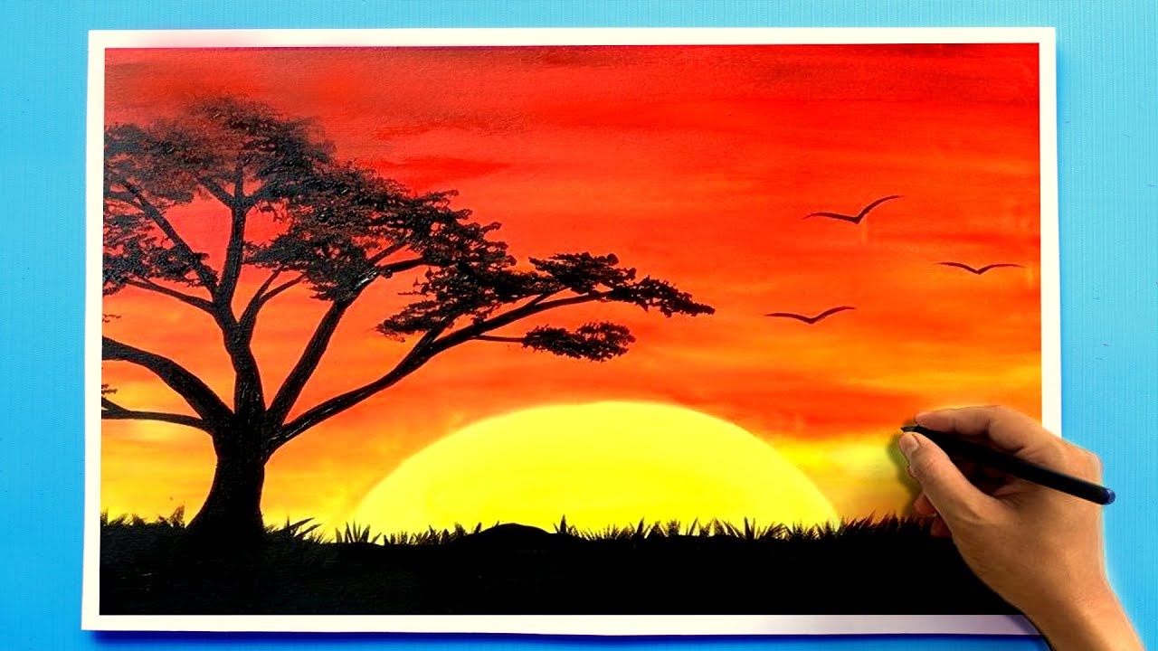 Sunset Drawing Beautiful Art