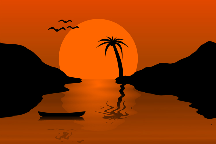 Sunset Drawing Beautiful Image