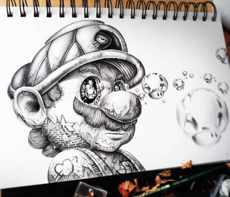 Super Mario Drawing Art