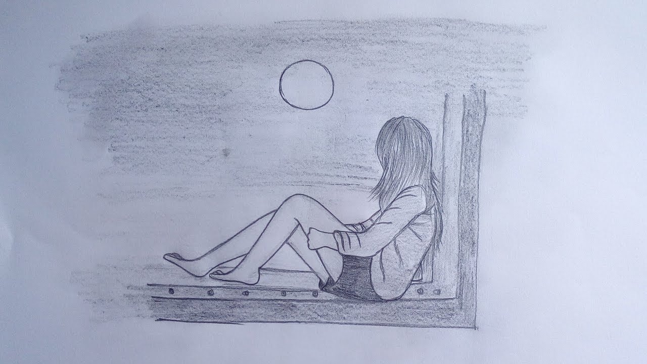 Alone Girl Drawing Pic