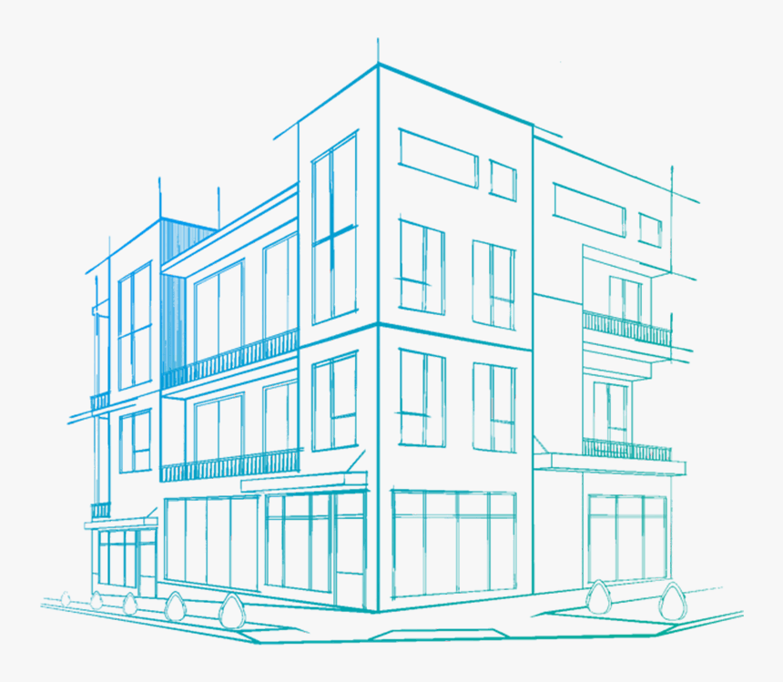Apartment building colored sketch Stock Illustration | Adobe Stock