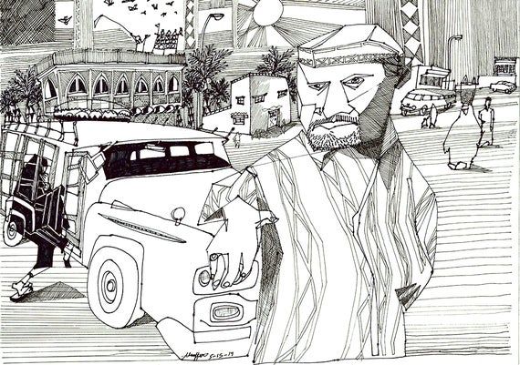 Cab Driver Drawing Image