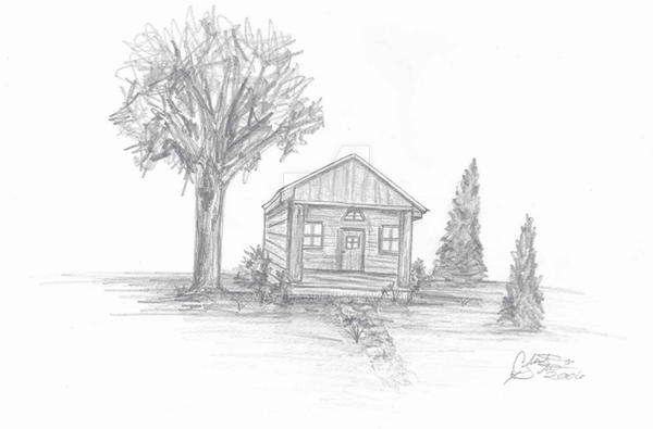 Cabin Art Drawing