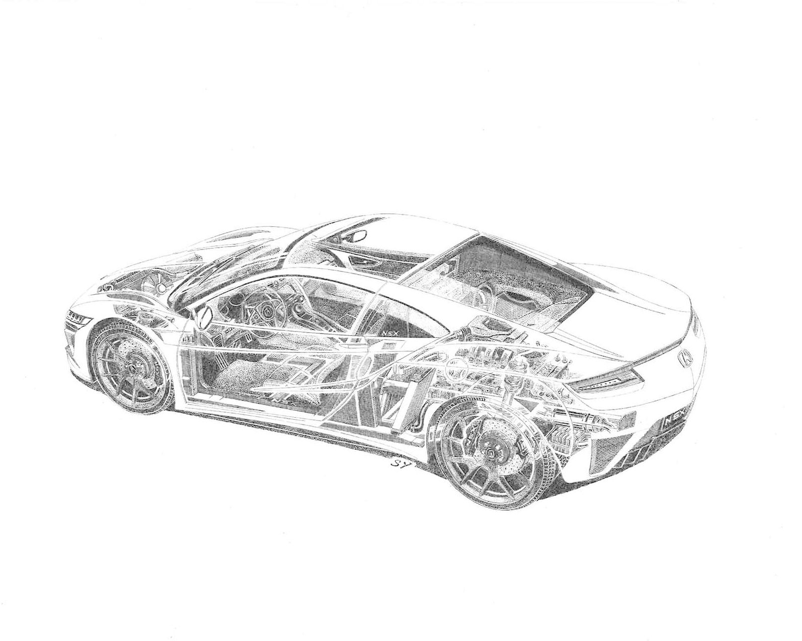 Car Engineering Drawing Art