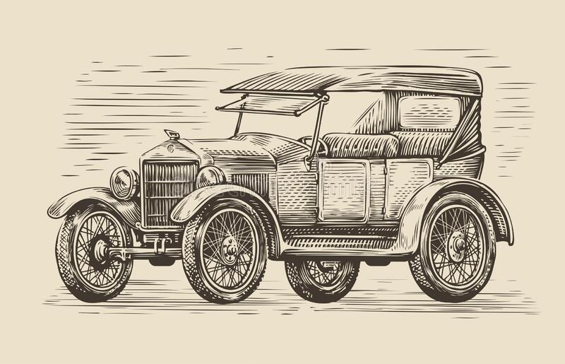 Classic Vintage Car Drawing Art