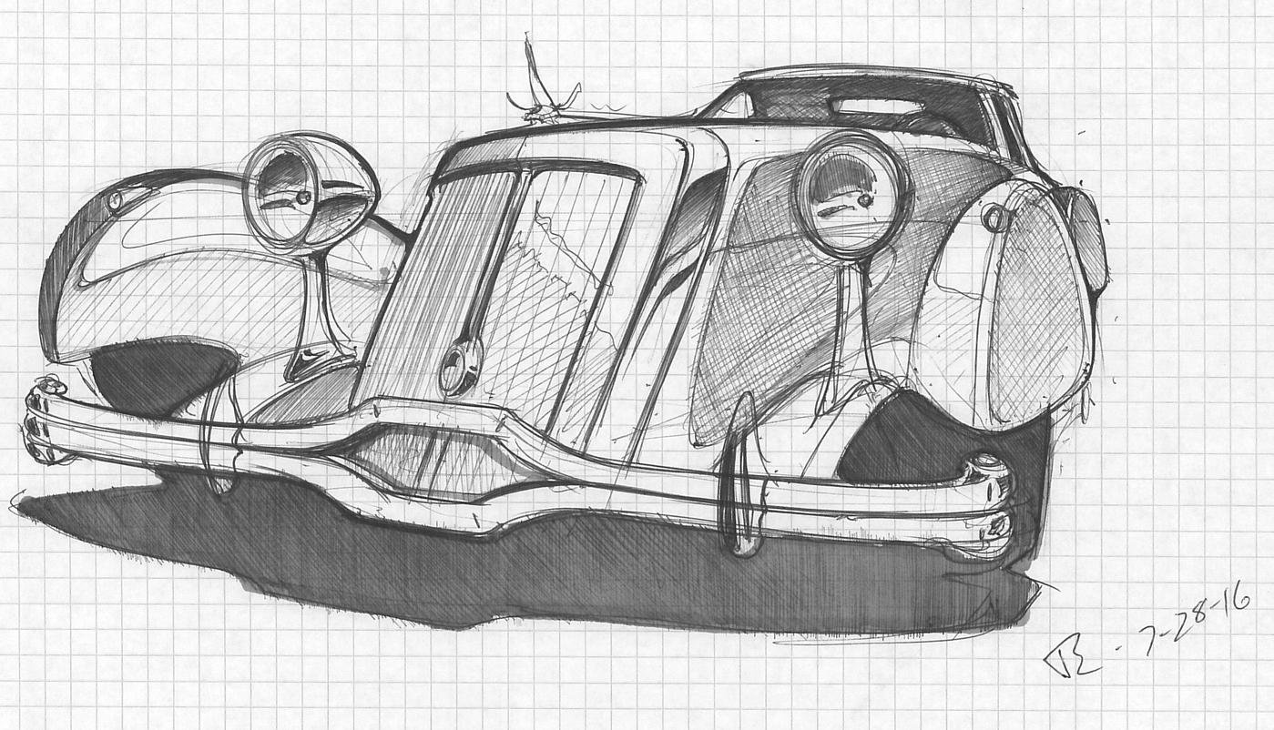 Classic Vintage Car Drawing Pic